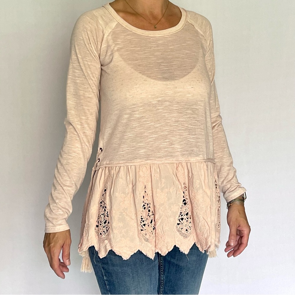 Long sleeve lace detail T-shirt